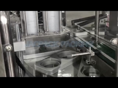 डबल हेड्स रोटरी कप भरने सीलिंग मशीन प्लास्टिक कप केचप सॉस कप भरने सीलिंग